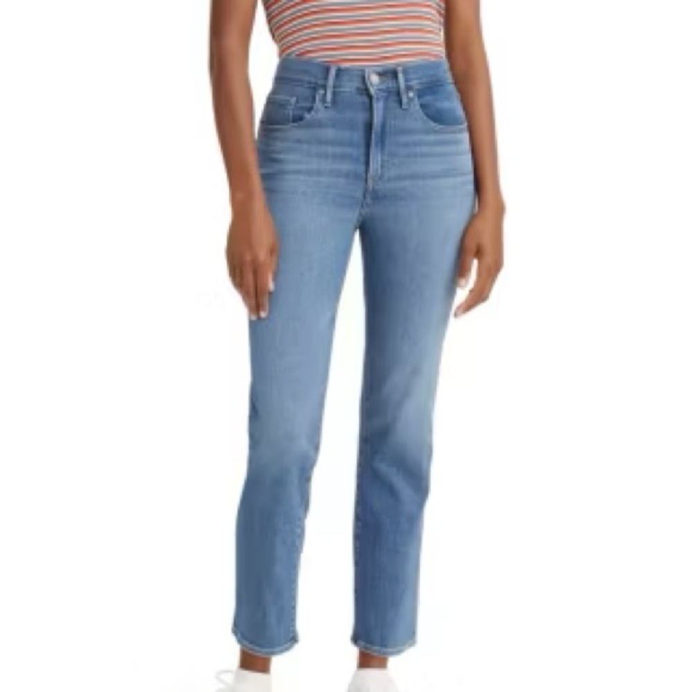 Levi's Light Blue 724 High Rise Straight Crop Denim Jeans